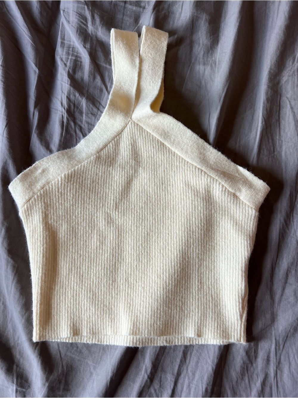 SHEIN Soft Cream Knit Halter Crop